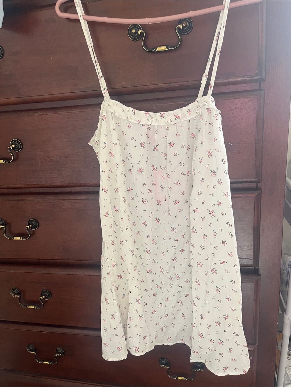 Edikted White Floral Slip Dress with Pink Rose Print